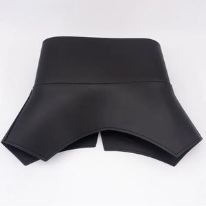 OBI Style Arc style corset waist black leather peplum wide belt.